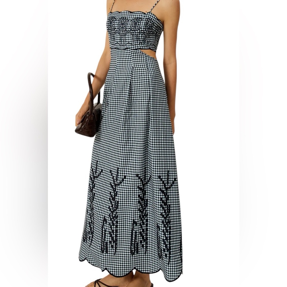 Commense Black and White Checkered Maxi Dress